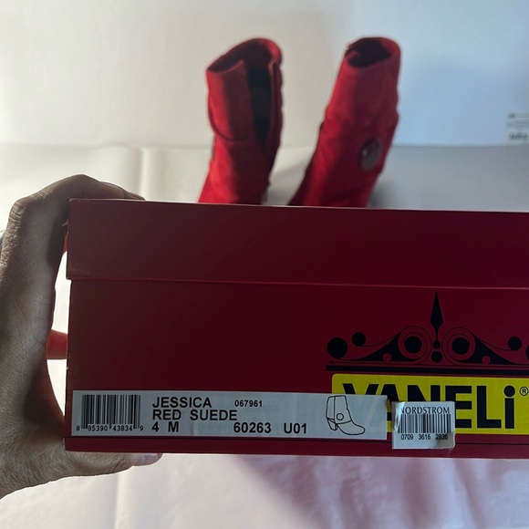 Vaneli Jessica Red Suede Ankle Booties - Picture 7 of 7